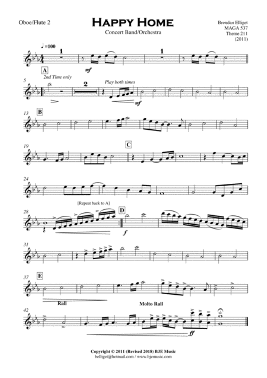Happy Home - Concert Band/Orchestra Score and Parts PDF Concert Band scores gallery preview page 4