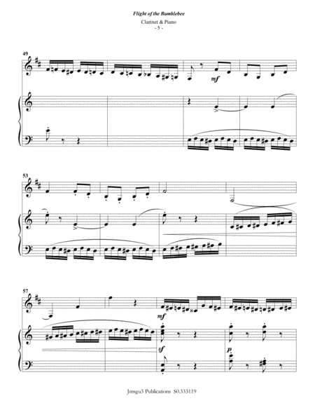 Korsakov: Flight of the Bumblebee for Clarinet & Piano image number null