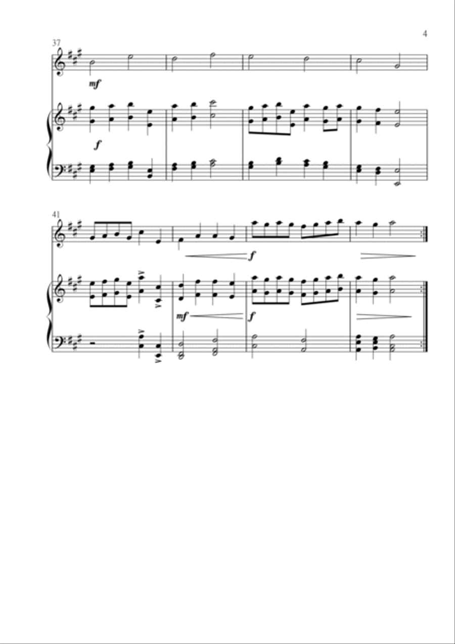 Christ the Lord is Risen Today (Jesus Christ is Risen Today) for Flute and Piano in A major. Interme Small Ensemble scores gallery preview page 5