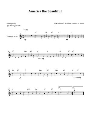 America The Beautiful - Trumpet solo (+ CHORDS)