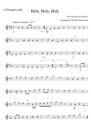 Holy Holy Holy - Tune Nicaea by JB Dykes arranged for Brass Quintet (optional organ & perc.)
