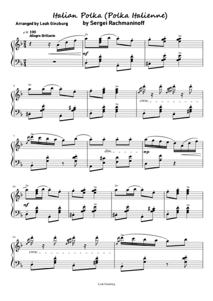 Italian Polka (Polka Italienne) by Sergei Rachmaninoff