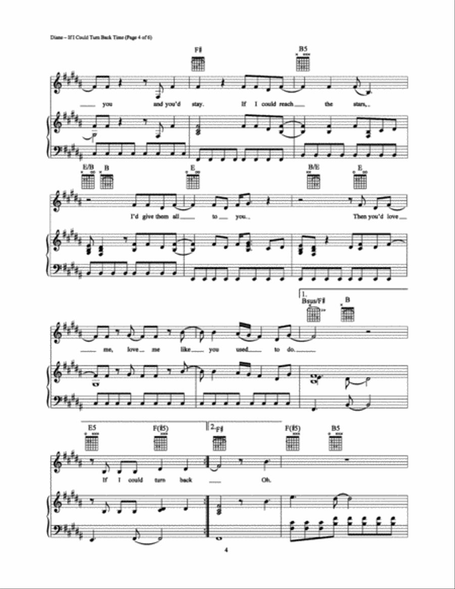If I Could Turn Back Time Piano, Vocal, Guitar scores gallery preview page 4
