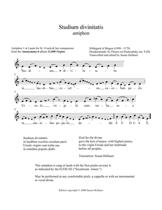 Antiphon: Studium divinitatis, from Anonymous 4's album "11,000 Virgins" - Score Only