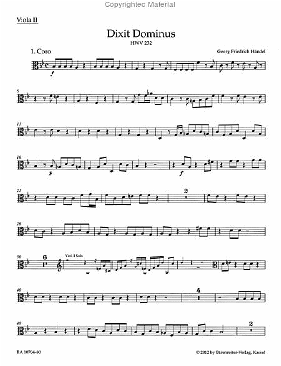 Dixit Dominus HWV 232 (Psalm 109) Viola scores gallery preview page 2