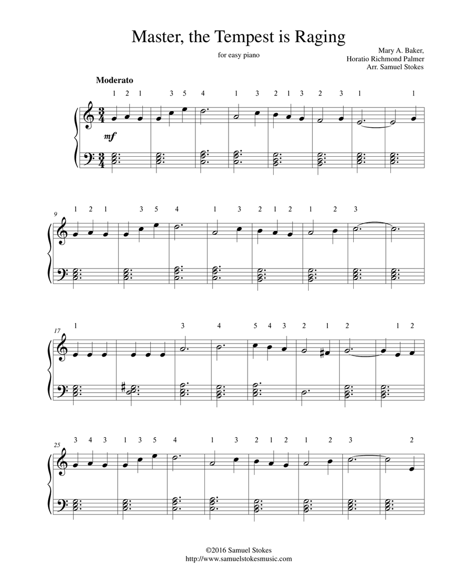 Master, the Tempest is Raging (Peace, Be Still) - for easy piano Easy Piano scores gallery preview page 1