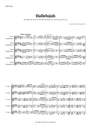 Hallelujah from Messiah by Handel for Tenor Sax Quintet