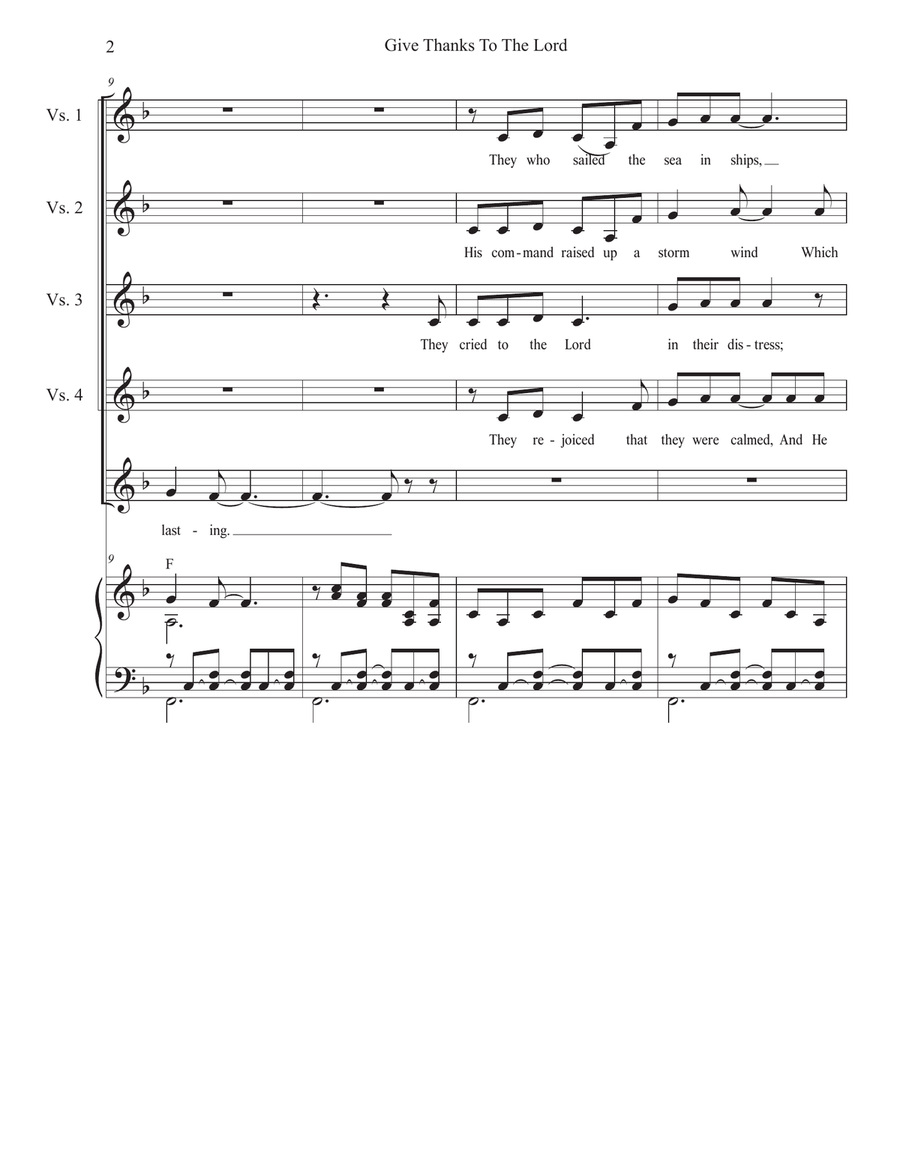 Give Thanks To The Lord (Psalm 107) (Vocal solo) Piano, Vocal scores gallery preview page 2