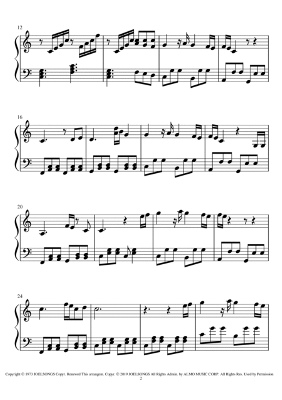 Piano Man Piano Solo scores gallery preview page 2