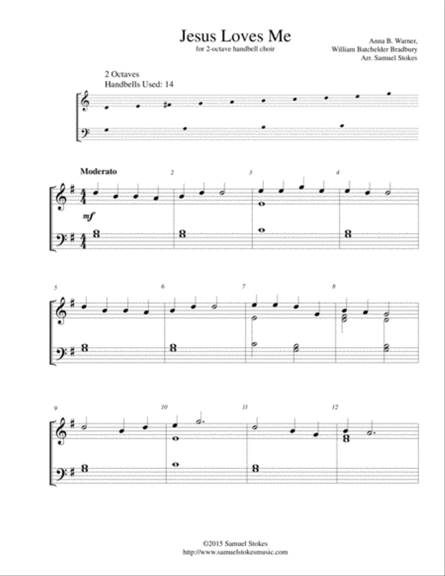 Jesus Loves Me - for 2-octave handbell choir 2-Octaves scores gallery preview page 1