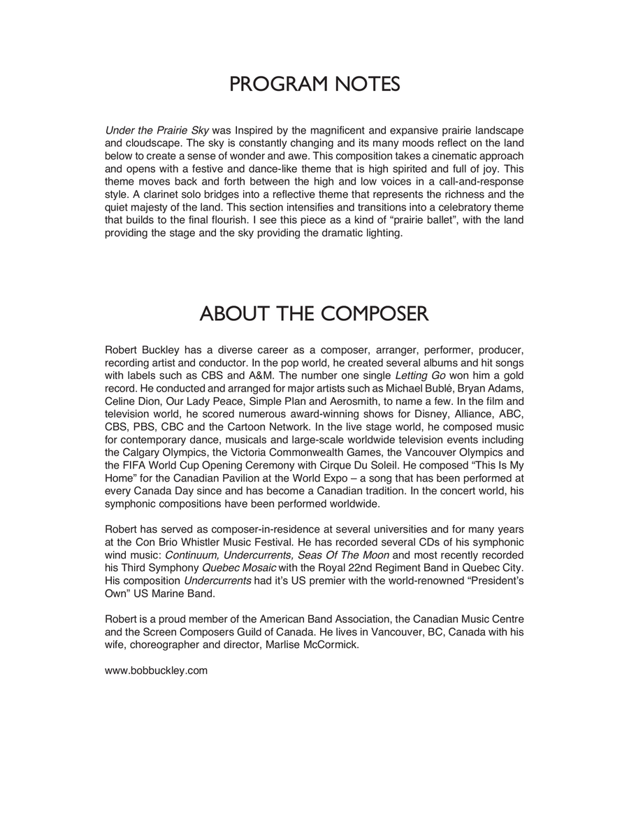 Under The Prairie Sky - Full Score Concert Band scores gallery preview page 2