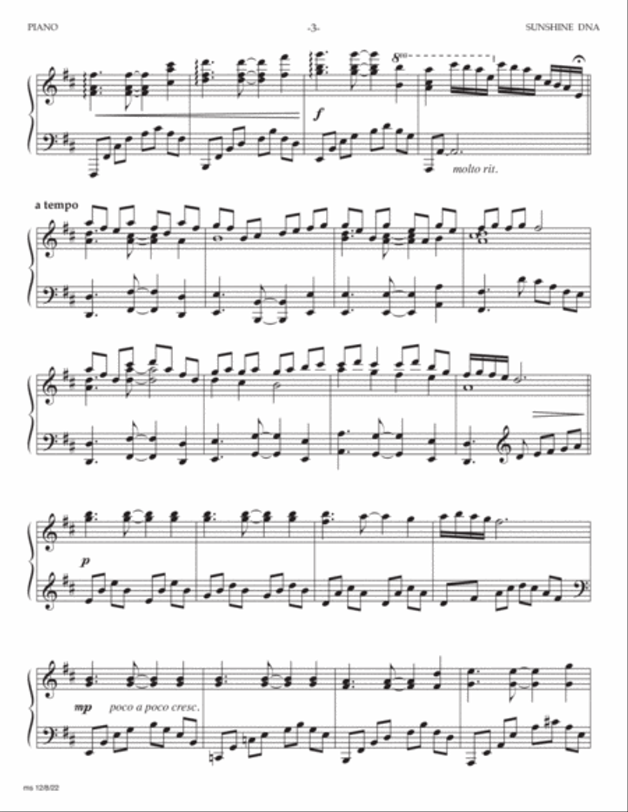 Sunshine DNA Piano scores gallery preview page 3