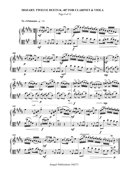 Mozart: 12 Duets K. 487 for Clarinet & Viola image number null