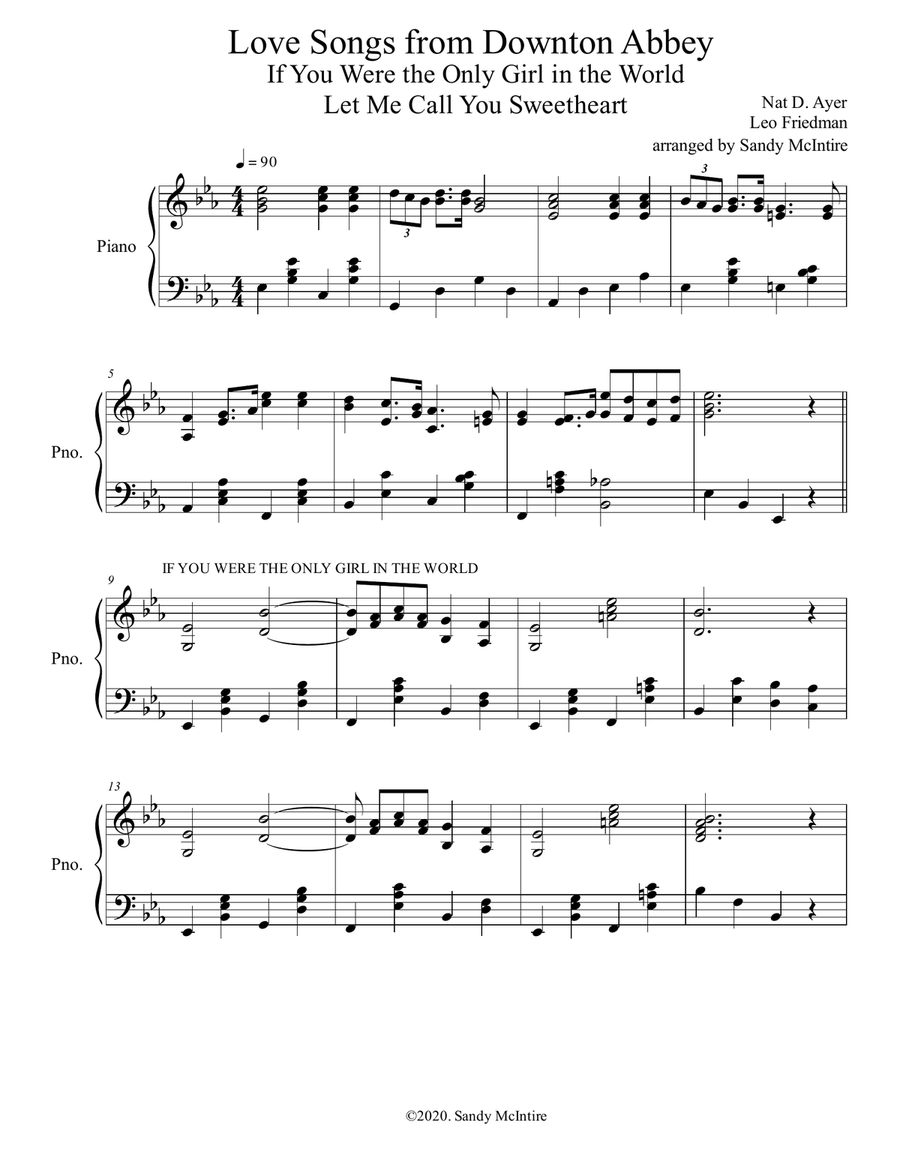 Love Songs from Downton Abbey Piano Solo scores gallery preview page 1