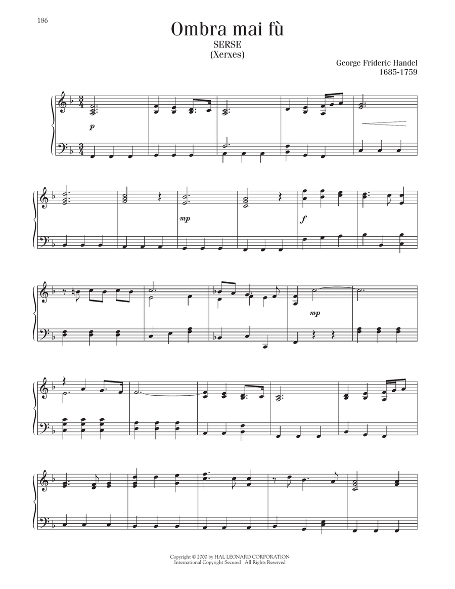Ombra Mai Fu Piano Solo scores gallery preview page 1