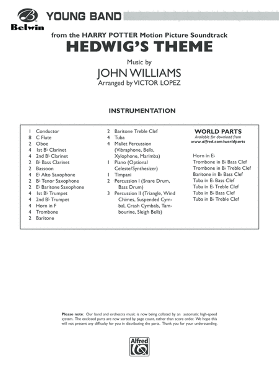 Hedwig's Theme (from Harry Potter): Score Concert Band scores gallery preview page 1