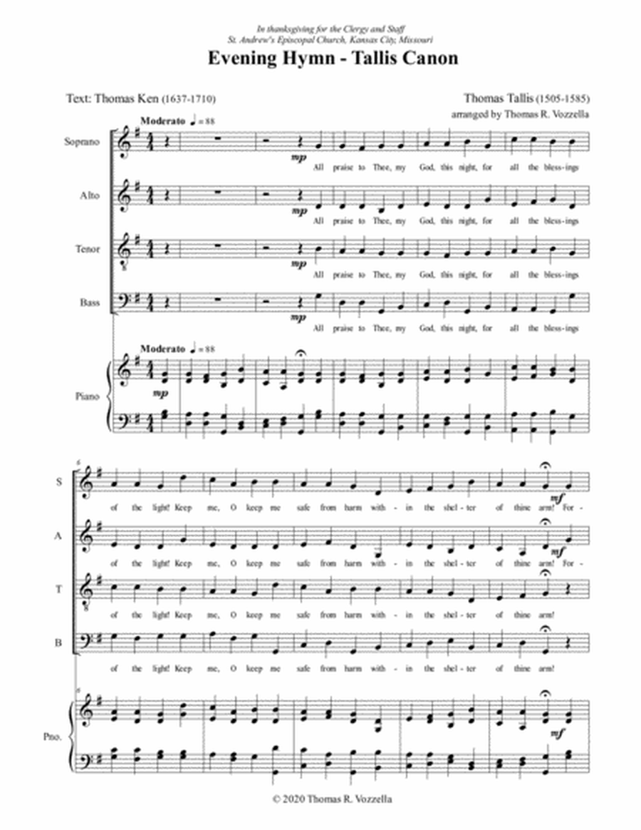 Evening Hymn - Tallis Canon (SATB) image number null