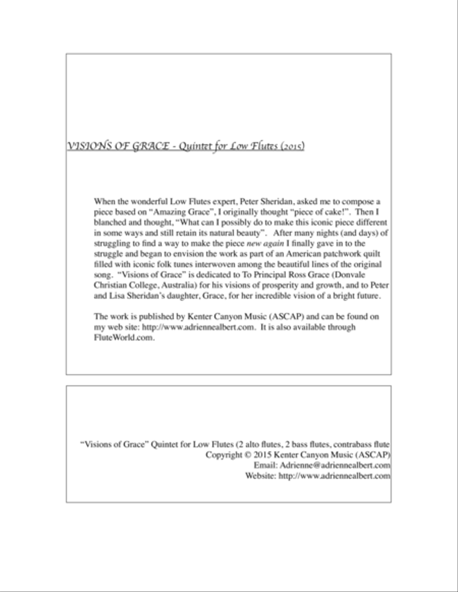 Visions of Grace (2015) Quintet for Low Flutes Small Ensemble scores gallery preview page 2