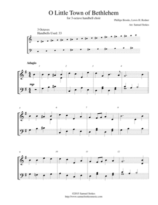 Book cover for O Little Town of Bethlehem - for 3-octave handbell choir