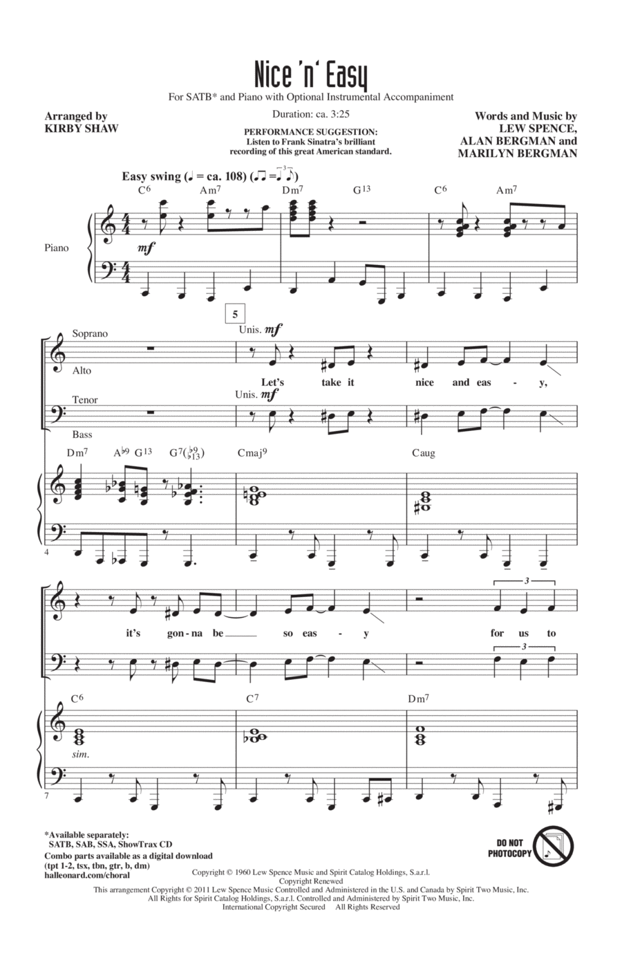 Nice 'n' Easy Nice 'n' Easy 4-Part scores gallery preview page 1
