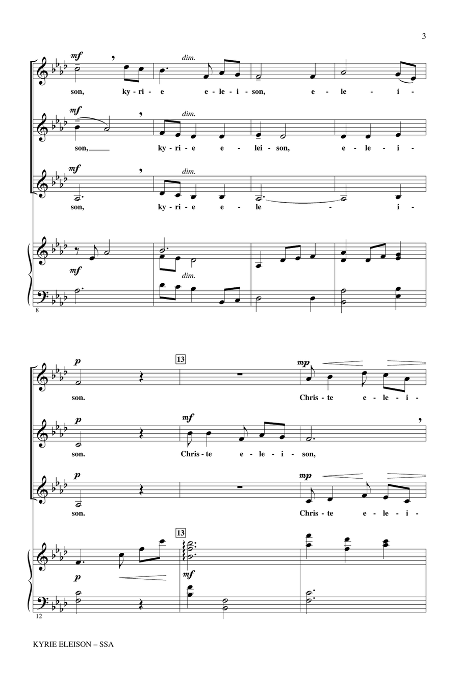 Kyrie Eleison Kyrie Eleison SSA scores gallery preview page 2