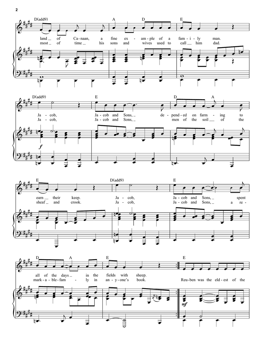 Jacob And Sons Piano, Vocal, Guitar scores gallery preview page 2