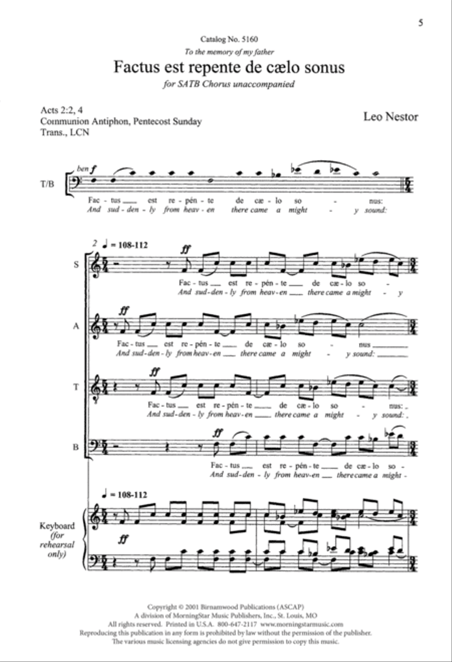 Four Motets on Plainsong Themes: 2. Factus est repente de caelo sonus 4-Part scores gallery preview page 4