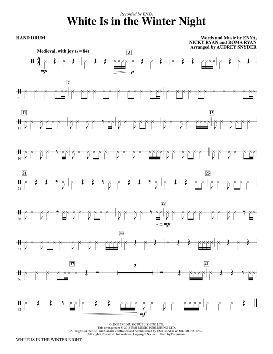 White Is in the Winter Night - Drum (Opt. Set) Choir scores gallery preview page 1