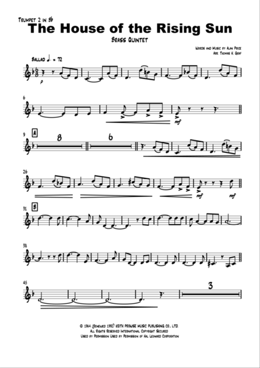 The House Of The Rising Sun Euphonium scores gallery preview page 6
