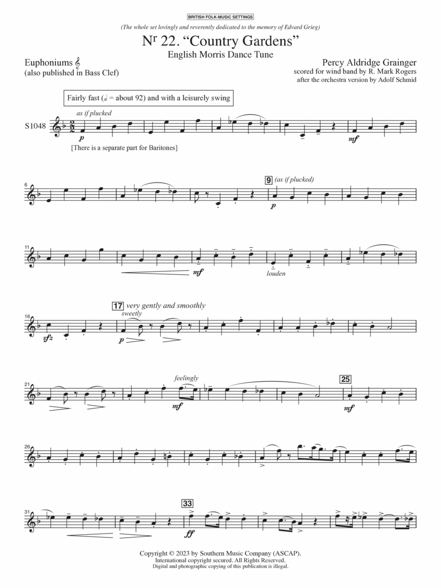 Country Gardens for Symphonic Band - Euphonium TC Concert Band scores gallery preview page 1