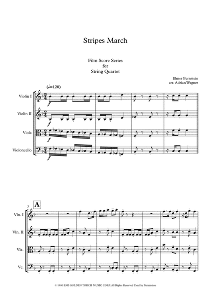 Theme From "stripes" by Elmer Bernstein Cello - Digital Sheet Music