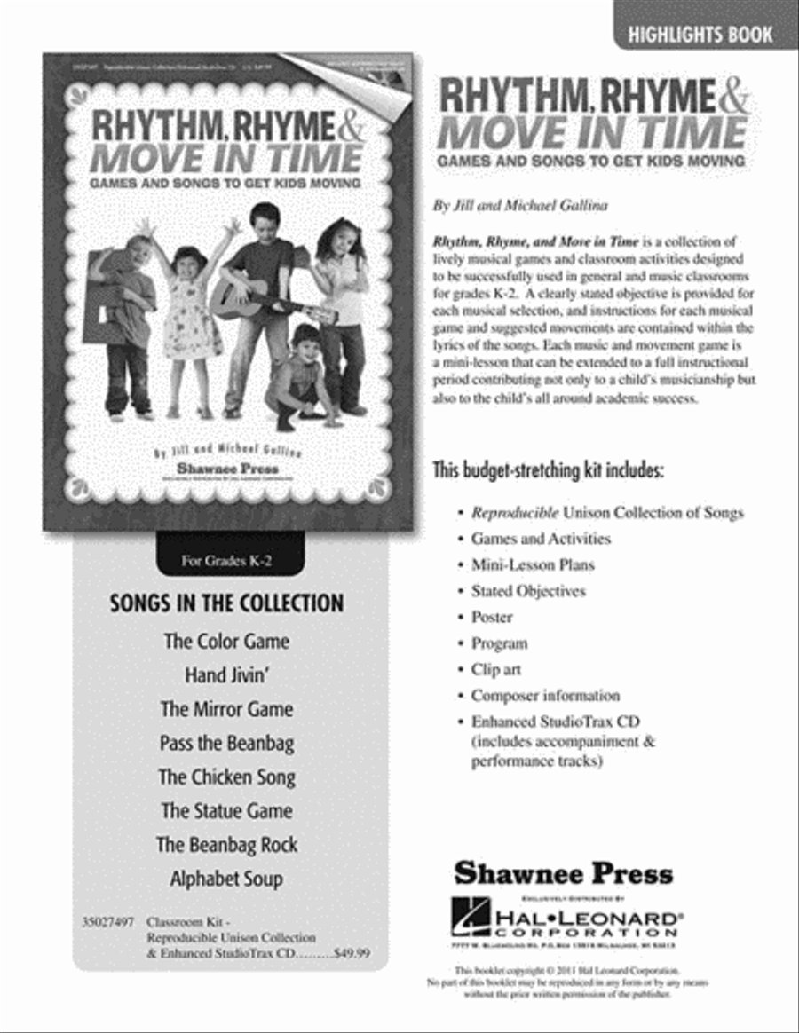 Rhythm, Rhyme & Move in Time – Games and Songs to Get Kids Moving Unison Choir scores gallery preview page 2