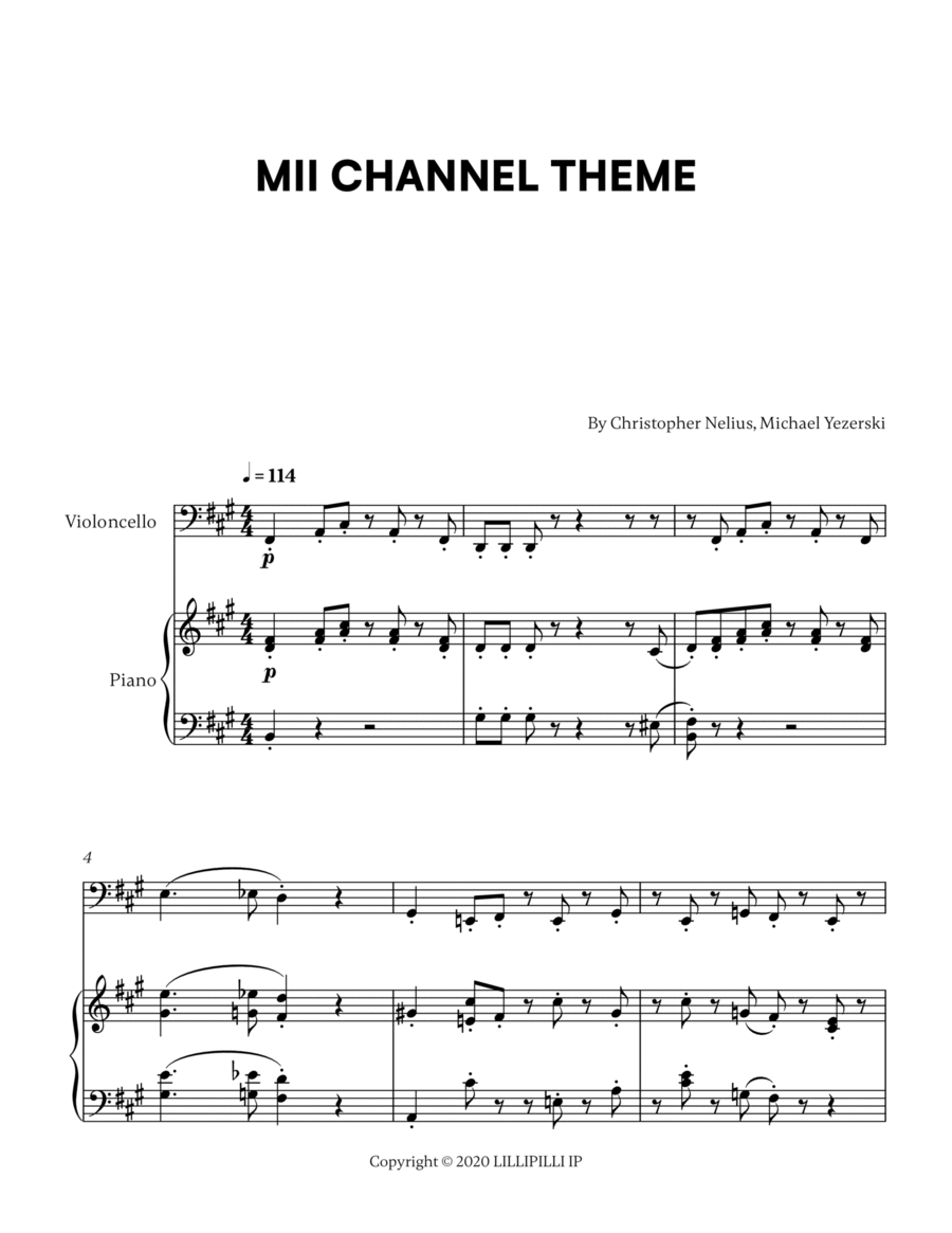 Mii Channel Theme Piano scores gallery preview page 1