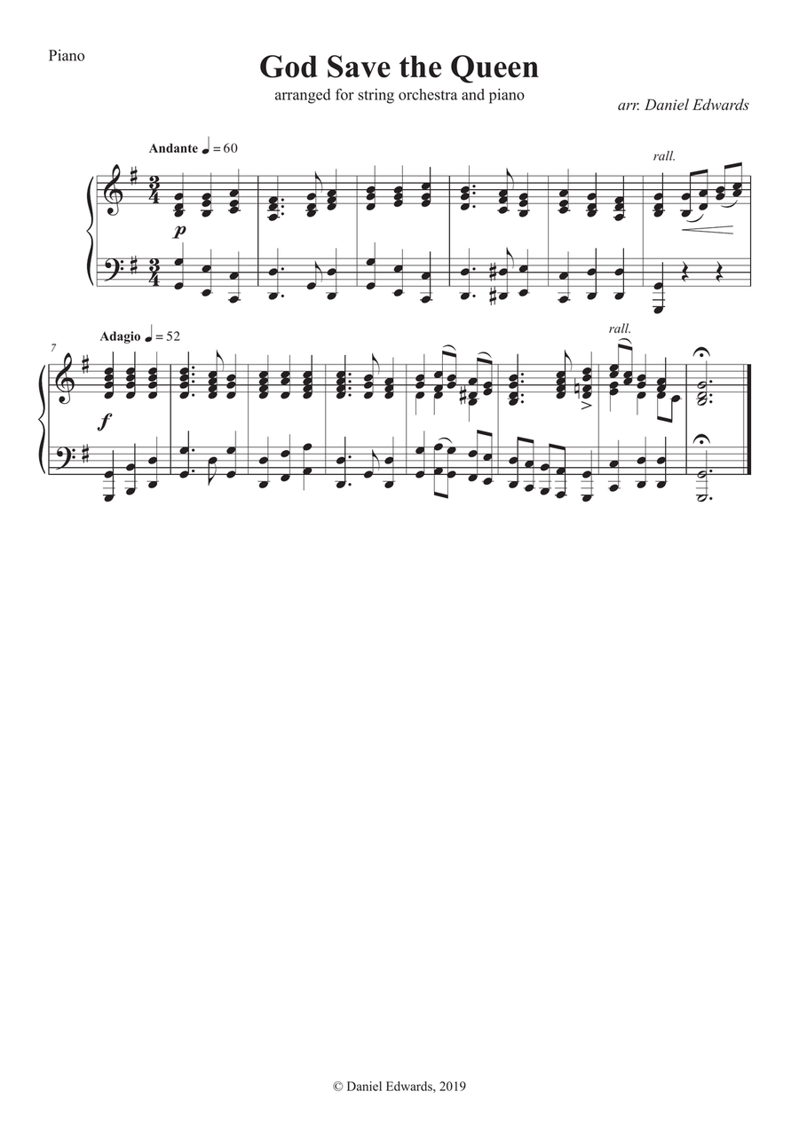God Save the Queen - arranged for string orchestra and piano String Orchestra scores gallery preview page 2
