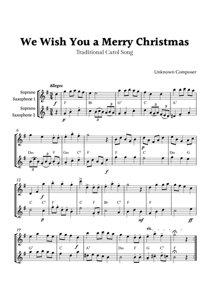 We Wish you a Merry Christmas for Soprano Sax Duet with Chords image number null