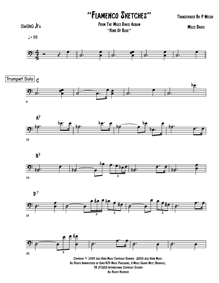 Flamenco Sketches Double Bass scores gallery preview page 1