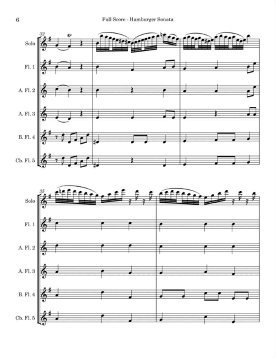 Hamburger Sonata H564 Flute Choir scores gallery preview page 6