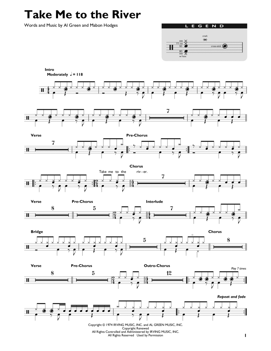 Take Me To The River Take Me To The River Drum Set scores gallery preview page 1