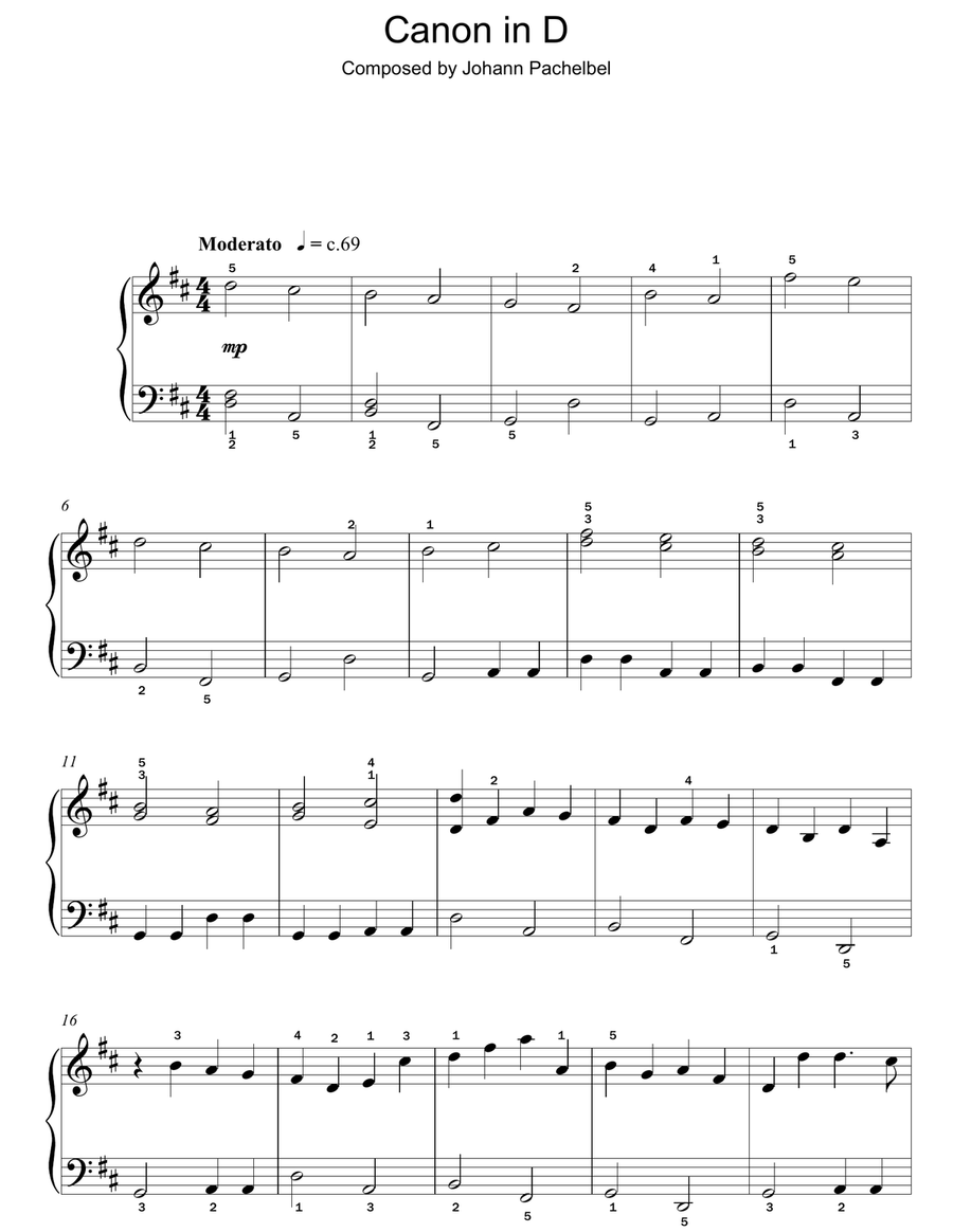 Canon In D Canon In D Easy Piano scores gallery preview page 1