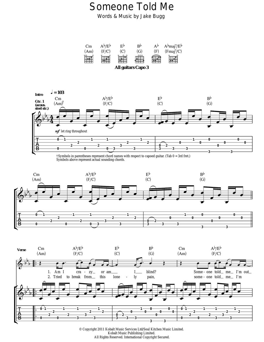 Someone Told Me Someone Told Me Guitar Tablature scores gallery preview page 1