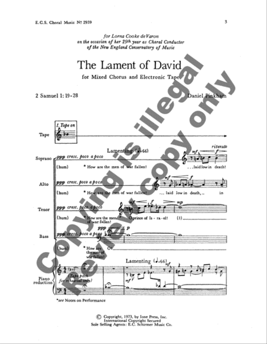 The Lament of David 4-Part scores gallery preview page 3
