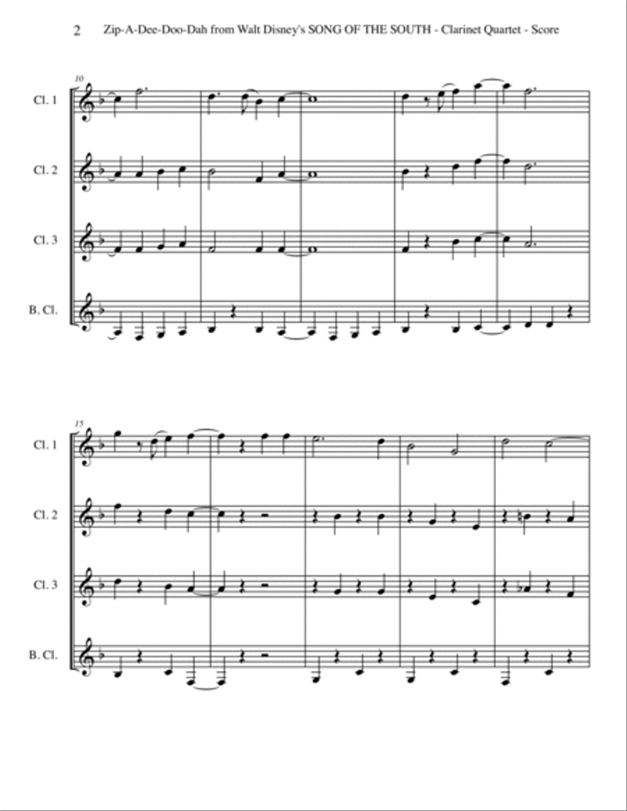 Zip-A-Dee-Doo-Dah Woodwind Quartet scores gallery preview page 2