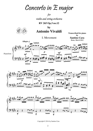 Vivaldi Concerto in E major for piano