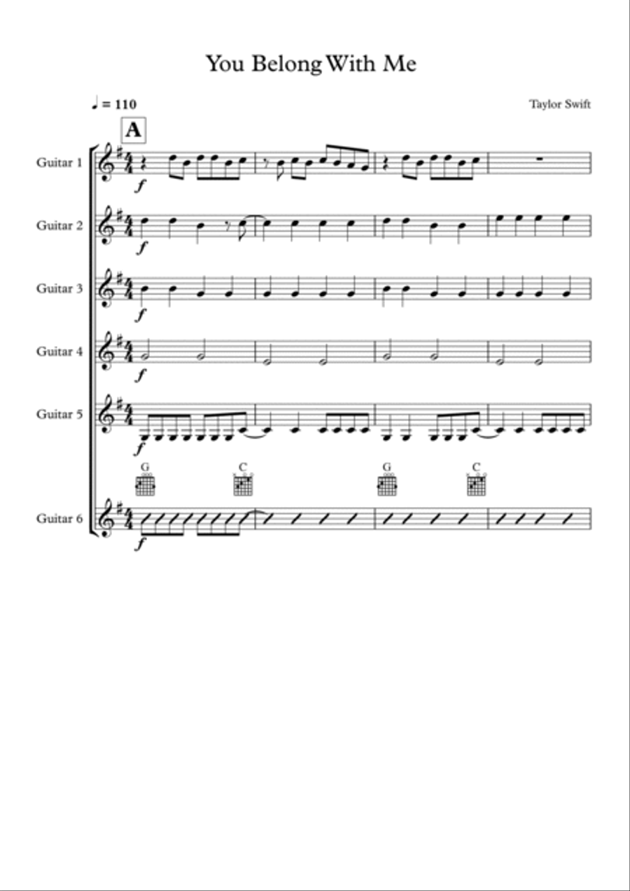 You Belong With Me You Belong With Me Electric Guitar scores gallery preview page 1