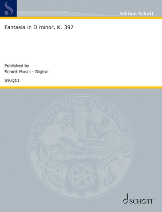 Book cover for Fantasia in D minor, K. 397