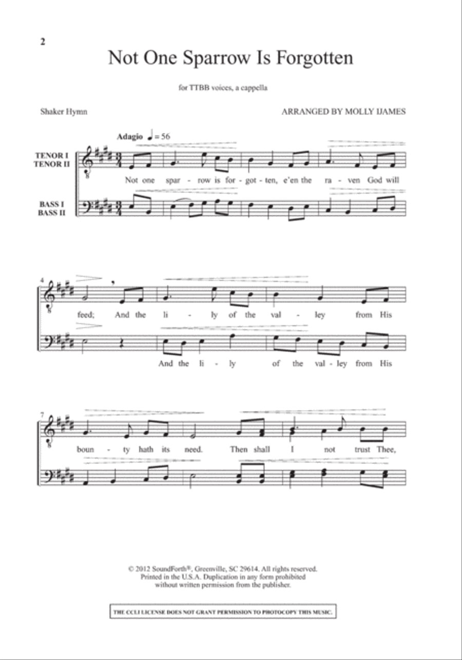 Not One Sparrow Is Forgotten TTBB scores gallery preview page 2