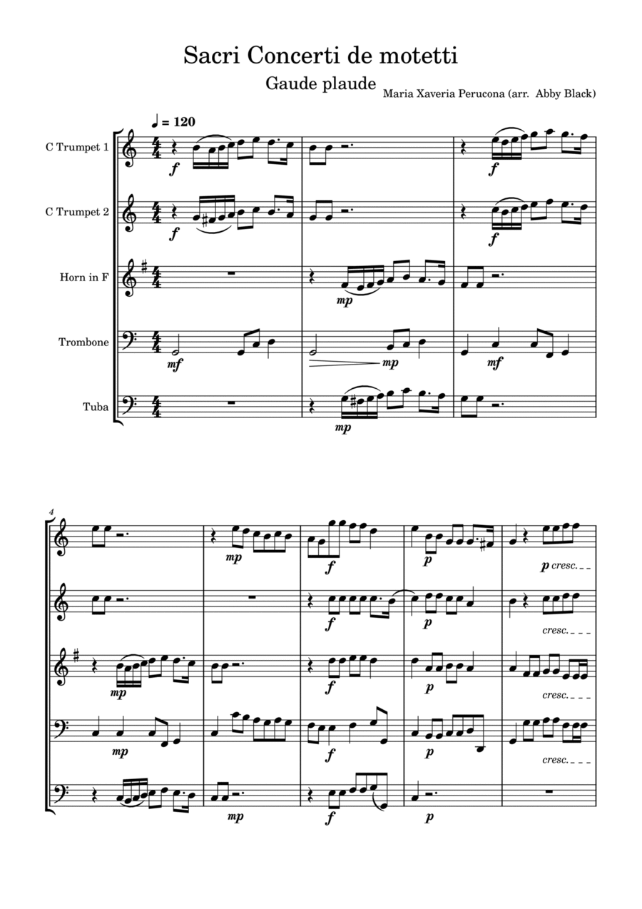 Gaude Plaude Brass Quintet scores gallery preview page 1
