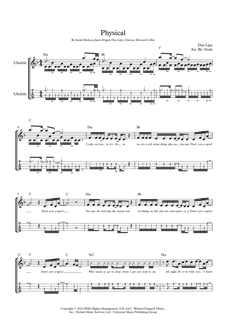 Physical Ukulele scores gallery preview page 1