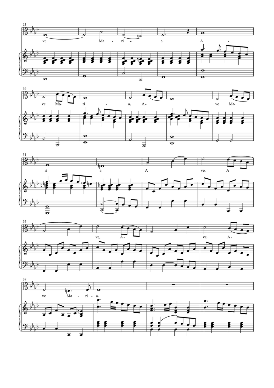 Caccini - Ave Maria for cello and piano/organ (Fm) Organ Accompaniment scores gallery preview page 2