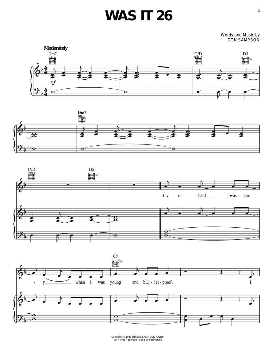 Was It 26 Piano, Vocal, Guitar scores gallery preview page 1